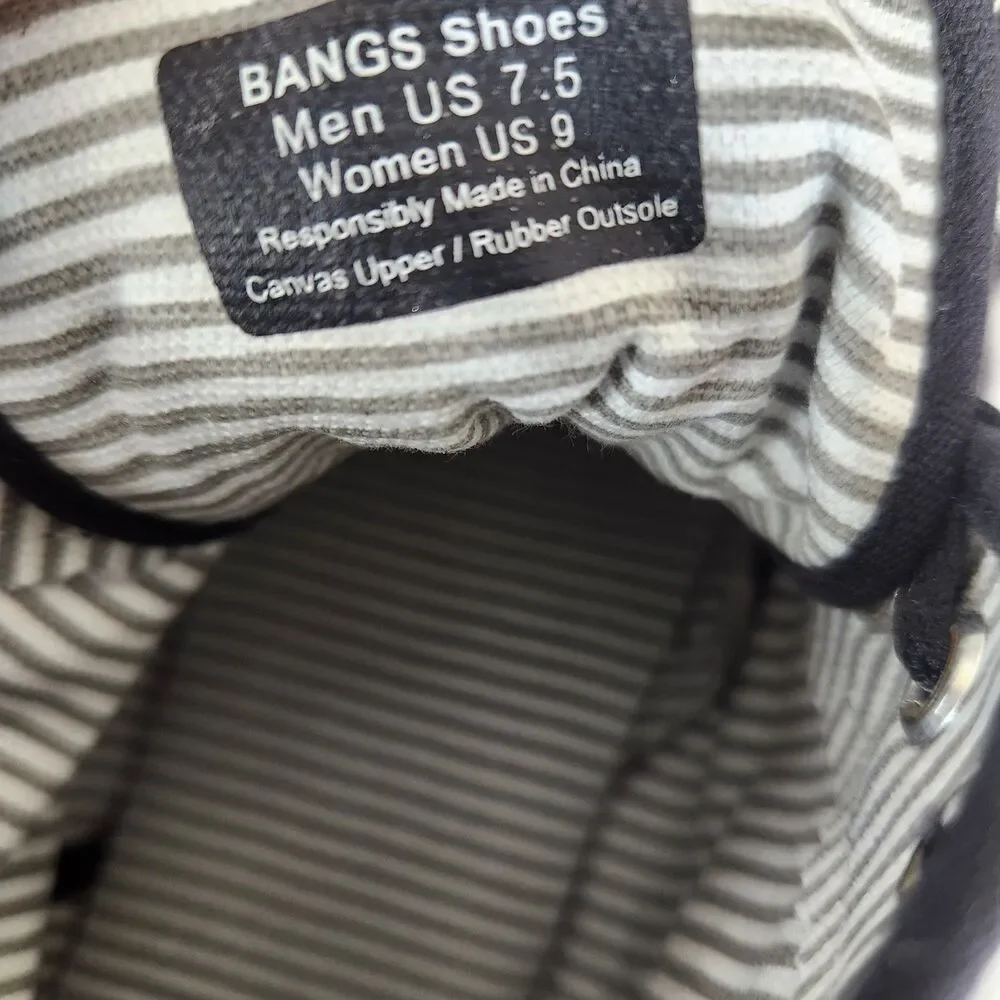 Bangs All Black Canvas Lace Up High Top Sneakers Womens 9